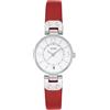 BUREI Orologio da donna di lusso al quarzo con lancette, impermeabile, con cinturino in pelle semplice, squisito orologio da donna, aegento rosso, cinghia
