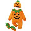 Chanpning 2 Pezzi Zucca Halloween Costume Neonato, Maniche Lunghe Vestito Halloween Neonato, Costume Halloweens Neonatos in Cotone Unisex, Costumes Zucca Neonatos Tuta Con Cappuccio+Pantaloni(0-24 Mesi)