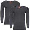 Crazy Fashion Pack di 2 Magliette Termiche da Uomo a Maniche Lunghe con Collo Tondo, Maglietta Termica Calda, Intimo Baselayer in Cotone (Grigio Scuro, XXL)