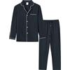 MoFiz Completo Pigiama Uomo Invernale Cotone Lungo Pigiami Due Pezzi con Bottoni Maniche Lunghe Pigiama da Notte Abbigliamento da casa Grigio Scuro EU XXL