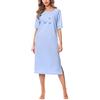 Merry Style Camicia da Notte Manica Corta Donna 91LW1 (Blu (Manica Corta), M)