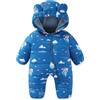 JiAmy Tuta da neve invernale per neonati, con cappuccio a forma di orso, per bambini, in pile caldo, da 3 a 24 mesi, Blu, 6-9 Monate