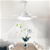 LASANYA E27 Piccolo Lampadario con Ventilatore da Soffitto Moderno e Telecomando, Ventilatore da Soffitto Invisibile con Luce per Soggiorno, Camera da Letto, Garage Lampadaria Ventola Silenzioso