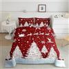 Homemissing Set di biancheria da letto con piumone natalizio per letto 230x220cm albero di Natale per ragazzi ragazze bambini cervo fiocco di neve decorazione per la camera con scritta Happy New Year