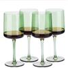 Navaris Bicchieri Vino Set da 4-4X Calici Vino Rosso Bianco - Calice Quadrato con Fondo Piatto - Bicchieri Vetro Verde Menta per Acqua Aperitivo Birra Dolce
