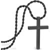 SERASAR Catena da Uomo Collana con Ciondolo in Acciaio Inossidabile - 60cm Nero Regalo per Croce Fascia di Gioielli Gesù