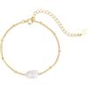 MARLION JEWELS Bracciale da donna con una splendida perla rosa, circondata da perline. Bracciale da acciaio chirurgico placcato oro/argento, ragazza ideale come regalo (mamma, amiche, compleanno) (Placcato oro)