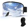 JQF Gear Occhiali da Sci,YH359 Maschera da Sci OTG per Unisex Anti-UV400 Anti Nebbia Antivento Antipolvere Occhiali da Neve per Ski Ciclismo Moto Sport All'aria Aperta (04-REVO Rosa/Bianco VLT 14%)