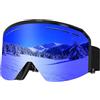 MXJ Gear Occhiali Da Sci,YH359 Antiappannamento Maschera Snowboard,OTG Maschera da Sci,Protezione UV400 Maschera Sci da per Donna&Uomo (Montatura bianca - Lenti blu VLT 19%)