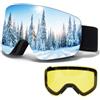 JQF Gear Occhiali da Sci,YH227 Maschera da Sci OTG per Unisex Anti-UV400 Anti Nebbia Antivento Antipolvere Occhiali da Neve per Ski Ciclismo Moto Sport All'aria Aperta (07-REVO Viola/Nero VLT 14%)