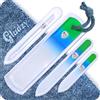 Gladzy Set Lime per Unghie in Vetro Ceco - Lima per Rimozione Calli, Spingi Cuticole di Precisione, Doppia Superficie a Grana Diversa, Manicure e Pedicure, Cura Delle Unghie e Nail Art Professionale