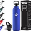 Motswedi Borraccia Termica, 750ml Con 2 Tappi, Borraccia con Cannuccia, Doppia Parete, Bottiglia Termica, A Prova di Perdite, Bottiglia acqua Per Scuola, Campeggio, Palestra, Sport, Blu Reale