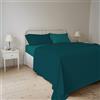 Italian Bed Linen Natural Color Completo Letto Cotone, made in italy, Matrimoniale, Verde Petrolio/Verde Bottiglia