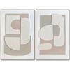 DRW Quadro tela astratta con cornice in legno naturale naturale, bianco, beige e grigio, 120 x 80 x 4,5 cm