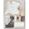 DRW Quadro tela astratta con cornice in legno naturale naturale, bianco, beige e grigio, 120 x 90 x 3 cm