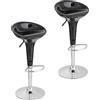 Baroni Home Sgabello Bar Girevole con Altezza Regolabile, Seduta in Plastica Base Cromata con Poggiapiedi e Fondo Antigraffio, Sgabello Cucina, Ristorante, Penisola, 40x45x59-79 cm (Nero, 2)