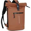 Lekeinchi Zaino Rolltop Uomo Donna Porta PC 17 Pollici | Zaino Impermeabile Uomo Donna - Rains Zaino con Strisce Riflettenti - Zaino da Viaggio Espandibile - Casual Lavoro Università - Marrone