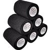COMOmed non-stick pelle benda， coesiva elastica mediche ，autoadesive benda ，mani caviglie nastro elastico， autoadesivo salvapelle sport nastro bendaggio sportivo 7.5cmX4.5m (Nero, 6 Rotoli)