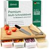 LIFELICIOUS® - Tagliere Premium con vaschette di raccolta [incl. grattugia in acciaio inox] ciotole lavabili in lavastoviglie in plastica - grande tagliere da cucina multifunzionale in legno di bambù