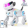 VATOS Cane Robot Bluetooth per Bambini,Cane Robot Interattivo Programmabile con Occhi LED Multicolori,Canerobot Giocattolo Ricaricabile con Telecomando Che Canta e Balla per Ragazzo Ragazza, Bianco