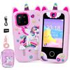 Elecoutek Telefono Bambini, 2,8 Smartphone Bambini - Telefono Giocattolo, Regalo per Bambina 3-10 Anni, Giocattoli Elettronici Educativi con 32G Scheda, Giochi, Telecamera, Musicale (Rosa)