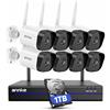 ANNKE Set di telecamere di sorveglianza WLAN da 3 MP per esterni, 8 CH 5 MP, NVR con 8 telecamere WiFi 3 MP, con disco rigido da 1 TB, supporta la registrazione audio, IP66, resistente alle