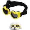 Eunmsi Occhiali da sole per cani, a forma di cuore, antivento, regolabili, protezione UV, a forma di cuore, anti-appannamento, per cani di piccola e media taglia (giallo)