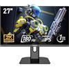 Gawfolk Schermo PC IPS da 27 pollici, 2K WQHD (2560 × 1440), monitor da gioco 180Hz, 1ms senza bordi, 100% sRGB, 178 ° grandangolo, HDMI, DisplayPort, compatibile con 75 * 75mm montaggio a parete-Nero