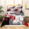 Homemissing Set di biancheria da letto astratta moderna arte astratta trapunta per ragazzi ragazze bambini rosso grigio nero modello copripiumino set di biancheria da letto decorazione camera matrimoniale copril