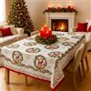 o-day Tovaglia Natalizia Rettangolare In Cotone o Poliestere - Tovaglie Natalizie Eleganti Da 6 12 18 Posti Antimacchia - Made in Italy (Bianco - Ghirlanda di Babbo Natale, 6 Posti - 140x180cm)