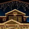 ANSIO® Luci Natale Esterno Cascata 17.4m 500 LED Luci di Natale Luminose Bianco Caldo Luci Natalizie da Esterno/Interno Ideale per Mantello, Balcone Lucine Luminoso | Cavo Trasparente