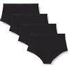 Playtex Slip Midi in Cotone Biologico Confortevole Donna x4, Nero, 3/M