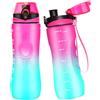 Binudum Borraccia motivazionale con indicatore del tempo, Sport Tritan, senza BPA, a prova di perdite, per adolescenti, adulti, palestra (verde viola, 750 ml)