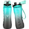 Binudum Borraccia motivazionale con indicatore del tempo, Sport Tritan, senza BPA, a prova di perdite, per ragazzi, adulti, palestra (verde grigio, 750 ml)