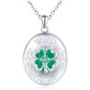 CPSLOVE Collane Ciondoli Foto da donna ragazza Collana Medaglioni in argento 925 Fotografia Ciondolo con Quadrifoglio verde personalizzato Pendenti ovale aperto