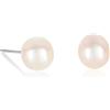 namana Orecchini con perle in argento Sterling 925, orecchini in argento con perle d'acqua dolce, per donna e ragazza, orecchini con perle coltivate bianche da 7 mm, Argento sterling