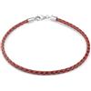 Materia Bracciale In Pelle Rosso Con Moschettone Argento 925: Per Charm E Ciondoli! Universale Uomo/donna, 18-22 Cm, Larghezza 3,2 Mm.