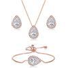 EVER FAITH Wedding Goccia Zirconia cubica Set di Gioielli per la Sposa Damigella d'Onore, Scintillante Pendente Collana Orecchini Bracciale Link per Le Donne Partito Trasparente Rose Oro Fondo