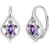 ZIPPICE Orecchini a forma di tartaruga, febbraio, con pietra portafortuna, in argento Sterling 925, orecchini a cerchio, orecchini ipoallergenici, gioielli quotidiani, regalo per donne e ragazze