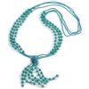 Avalaya Collana lunga a 3 fili con perline di cristallo turchese/azzurro con nappa/90 cm L/14 cm nappa, Misura unica, Vetro Vetro turchese, Turchese/, Turchese/chiaro
