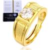 Halukakah Anello Uomo Moissanite D1,0 ct Argento Sterling 925 Placcato Oro 18k con Certificato,Diamanti da Laboratorio Taglio Rotondo Stile Audace a Griffe,per Fidanzamenti,Matrimoni,Misura Regolabile
