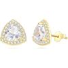 GAVU Orecchini Donna Argento 925 Placcati Oro 14K, Orecchini Punto Luce Donna a Triangolo con Zirconia Cubica Rossa
