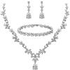 Clearine Matrimonio Sposa Gioielli per Donne Marquise Goccia Zirconia cubica Cluster Statment Collana Orecchini Pendenti Tennis Bracciale Set Trasparente Argento-Fondo