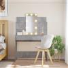 Homgoday Toeletta Trucco,Tavolo da Trucco,Sgabello Toeletta Trucco,Mobile Trucco,Toilette Trucco con Luci,Toeletta con Luci LED Grigio Cemento 96x40x142 cm