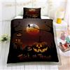 Hiseng Copripiumino Letto Singolo Ragazzo, Copripiumino Singolo Bambina, 3D Halloween 2 Pezzi Set Copripiumino Singolo, per Ragazze e Ragazzi Copripiumino (135x200cm,Notte Spaventosa)