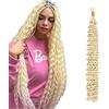 WuvuSnm Human Hair Braiding Deep Wave Boho Braids Bulk Hair Weave Natural Extensions No Weft #613 Blonde Color 1 Braid Per Pack Total 50g for Woman 34 Inch