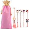 DUYAZHENLAODA 5 pezzi Set di pennelli da trucco con manico in metallo,per conturing, correttore, fondotinta, Anime per fondotinta, blush, ombretto, viso, eyeliner, contouring(Oro rosa)