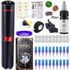 Mast Tattoo Set di macchine, senza fili, per tatuaggi rotanti, 20 aghi per tatuaggi, senza fili, batteria per eyebrow eyeliner