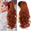 PORSMEER Coda di cavallo con fermaglio, clip per capelli, lunghezza 66 cm, voluminosa e ondulata, in rame, rosso, per donna