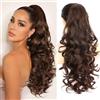 PORSMEER Extension per capelli a coda di cavallo con clip, 66 cm di lunghezza, voluminosa e ondulata, per donna, colore marrone